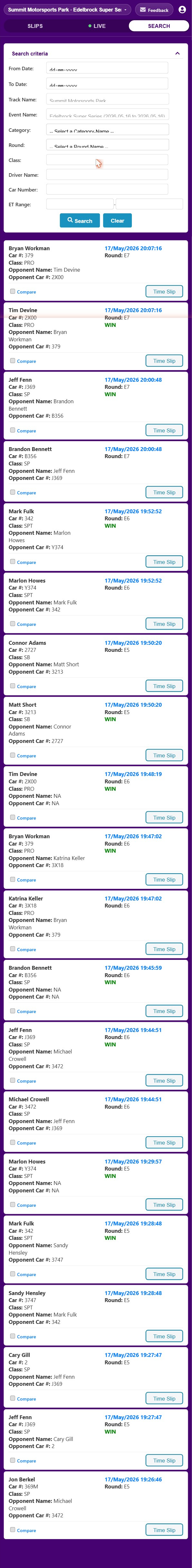 Search criteria panel